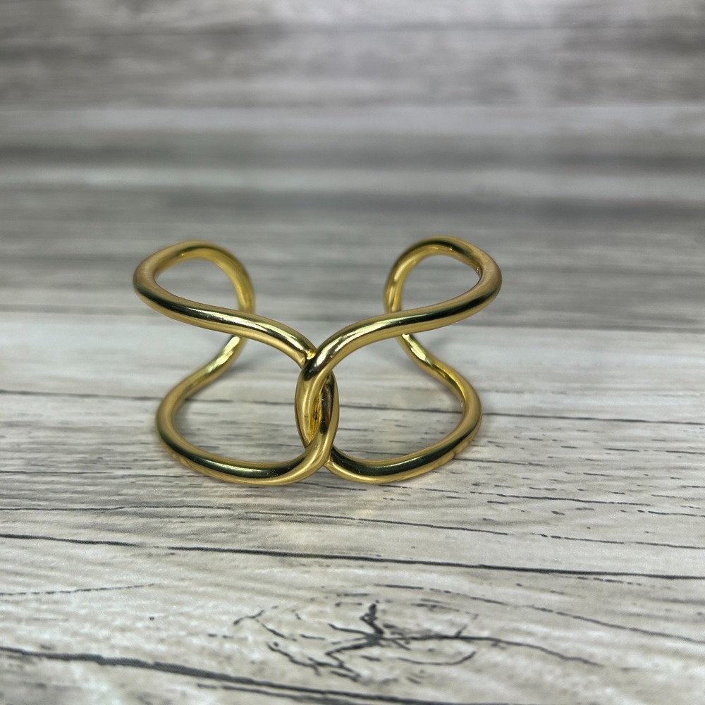 J. Crew Bracelet Open Loop Knot Cuff Bangle Infinity Gold Tone‎